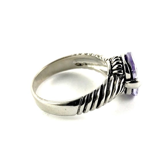 Silver Tone Purple Amethyst Ring Size 8.75 - Picture 2 of 4